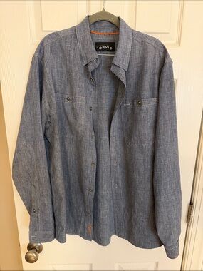 Orvis Men’s Blue Textured Button-Down Workshirt